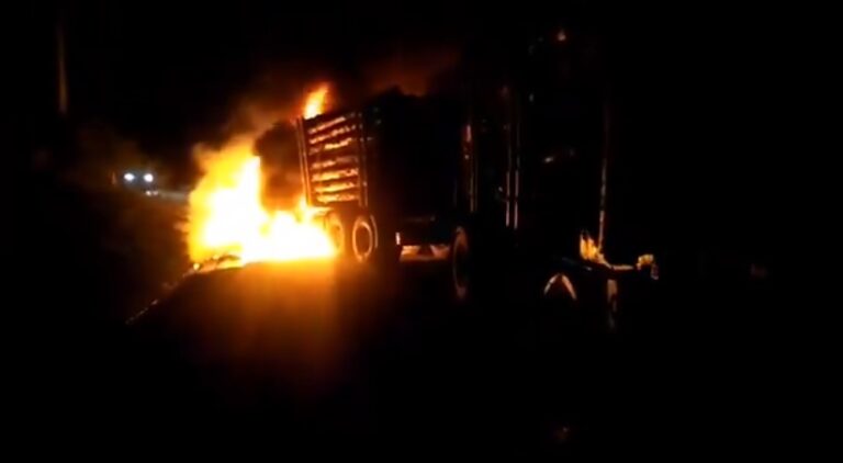 Ocho máquinas resultaron quemadas tras ataque incendiario en Carampangue