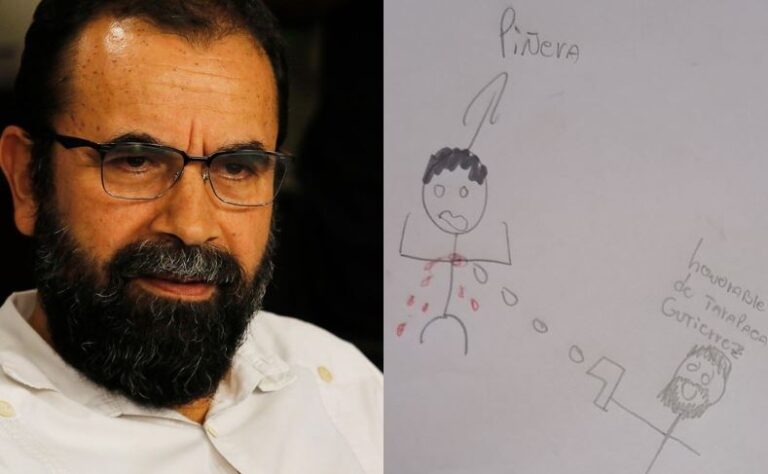Hugo Gutiérrez subió presunto dibujo infantil de él disparándole a Piñera y el gobierno le respondió