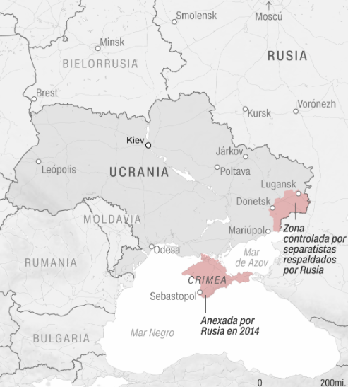 4 mapas que ilustran el conflicto entre Ucrania y Rusia
