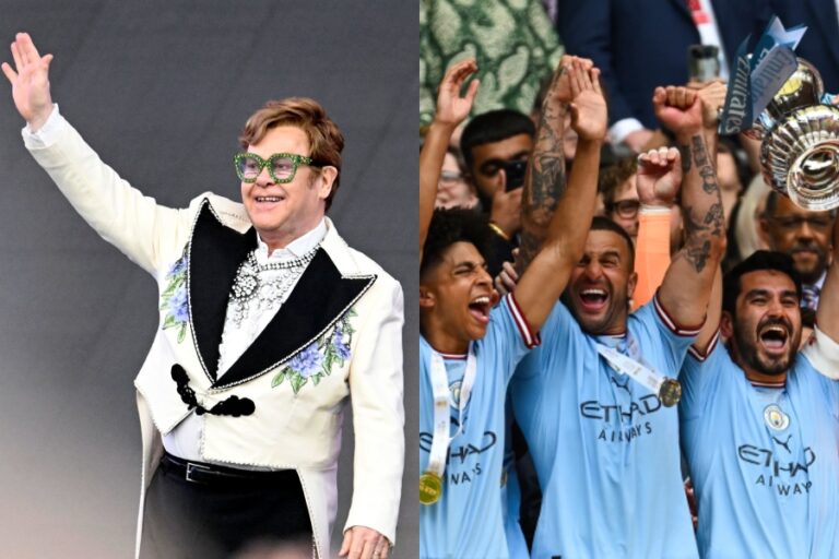 Elton John recibió una serenata del Manchester City en el aeropuerto