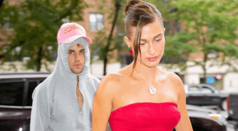 Look de la Semana: Hailey Bieber lució un glamoroso vestido rojo. Y su marido, Justin, vestía sudaderas