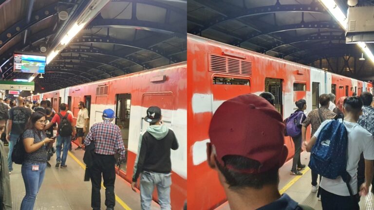 Encapuchados pintaron tren del Metro de Santiago y dejaron encerrados a los pasajeros