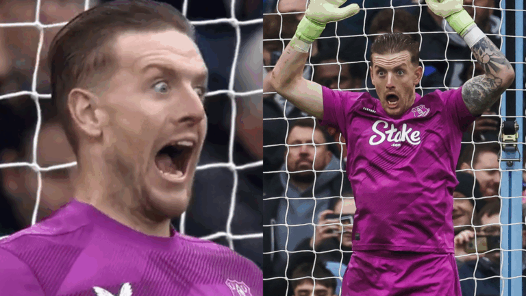 Los peculiares gestos de Pickford antes de atajar un penal a Haaland en medio de la debacle del Manchester City