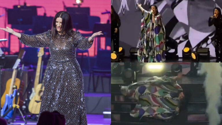 Laura Pausini sufre escandalosa caída desde escaleras en pleno concierto: Tuvieron que socorrerla sus bailarines