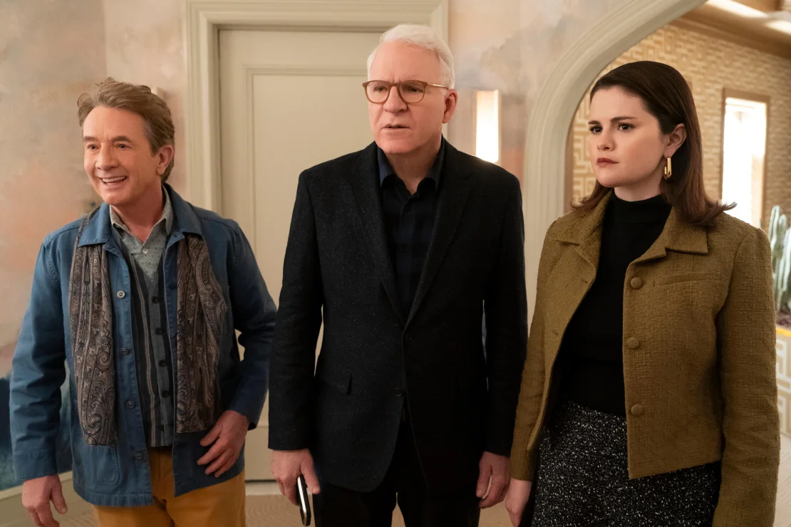 Martin Short, Steve Martin y Selena Gomez en "Sólo asesinatos en el edificio". Patrick Harbron/Disney