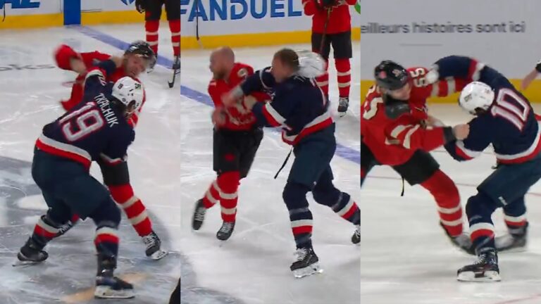 Locura total: Duelo entre Canadá y Estados Unidos tuvo tres peleas en los primeros 10 segundos