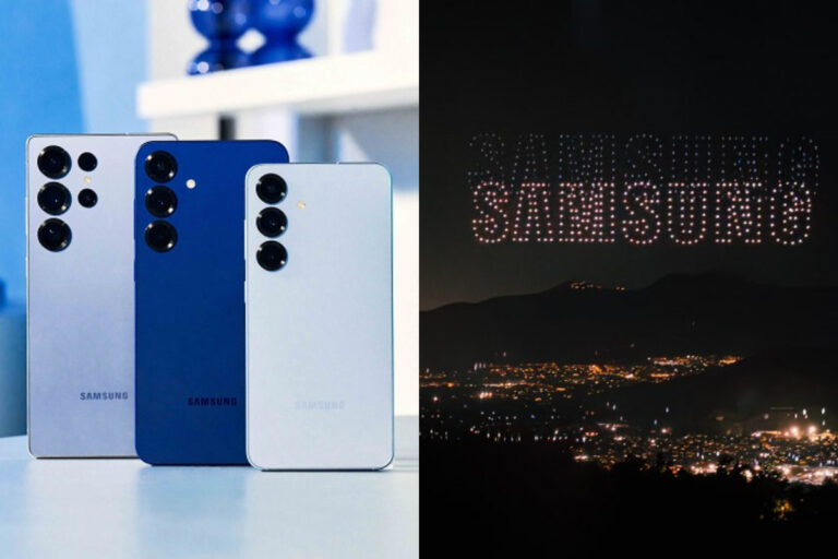 Samsung lanzó su serie Galaxy S25 en Chile con un show de más de 300 drones que iluminaron el cielo de Santiago