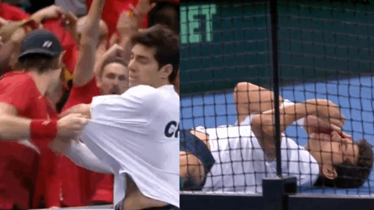 No pudo seguir jugando: Cristian Garin recibe dura agresión del belga Zizou Bergs durante su partido por Copa Davis