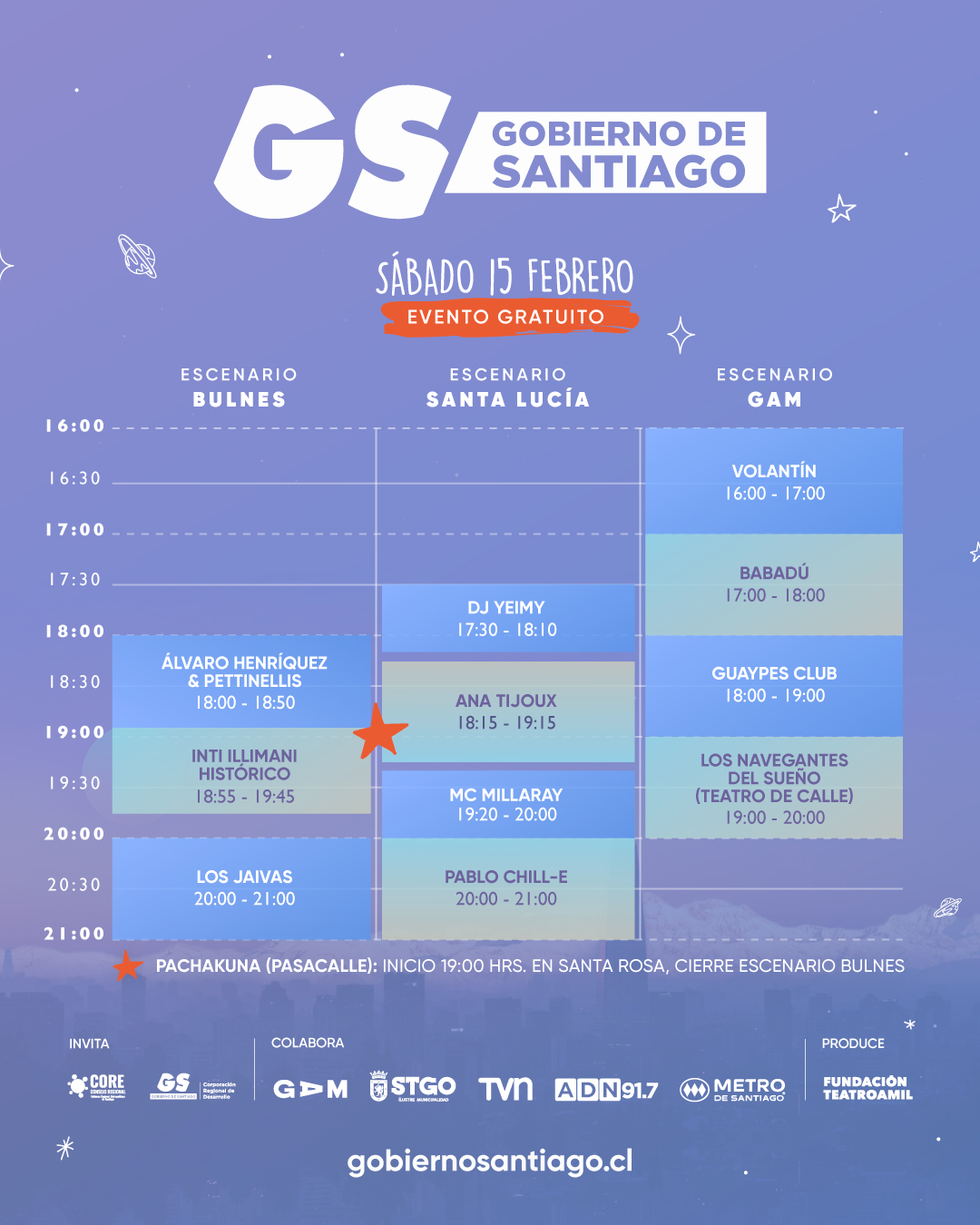 Cartelera del festival "Santiago Te Amo". Foto: Gobierno de Santiago