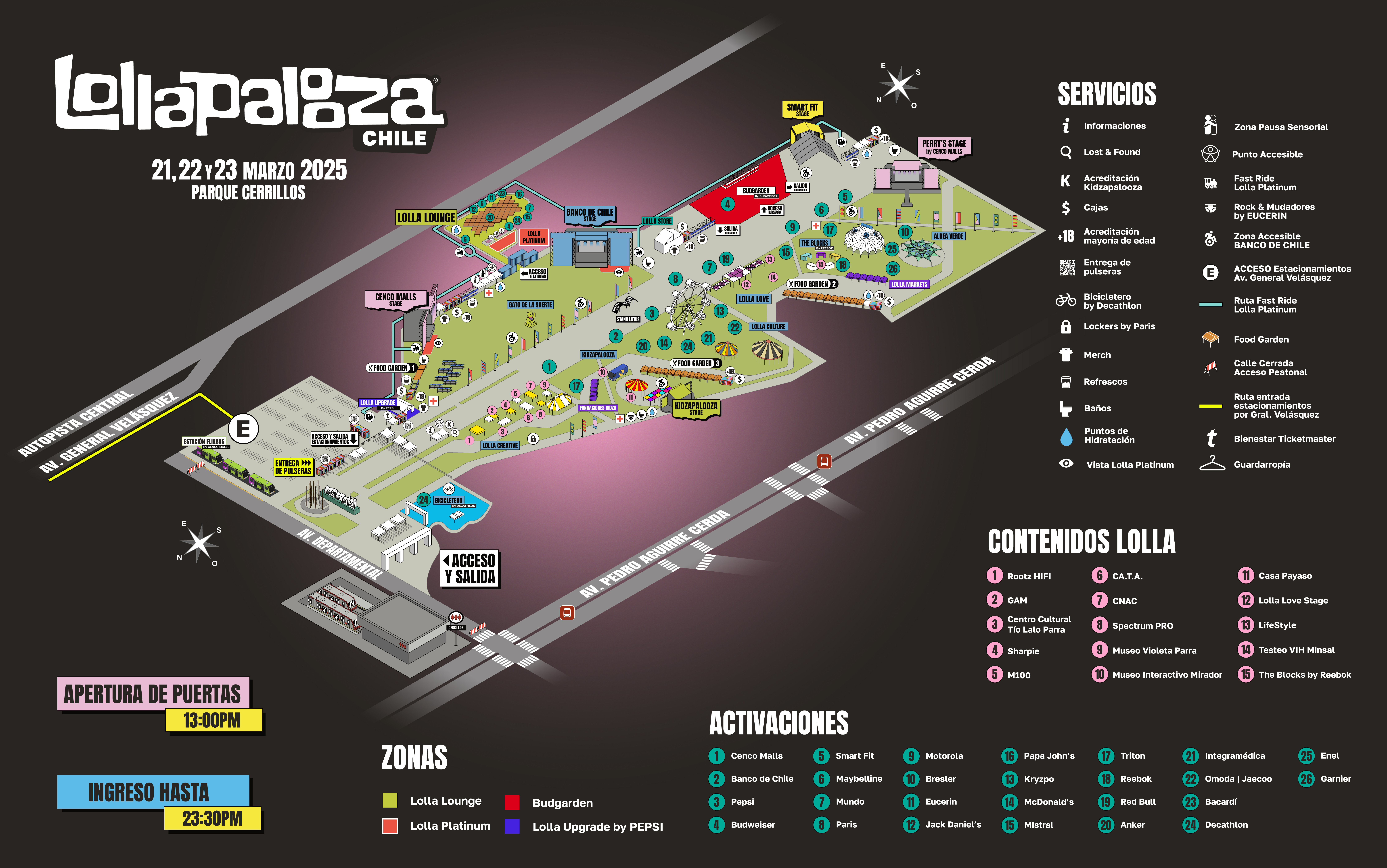 Lollapalooza Chile 2025: Revisa aquí el mapa, los horarios, escenarios y más. Lollapalooza
