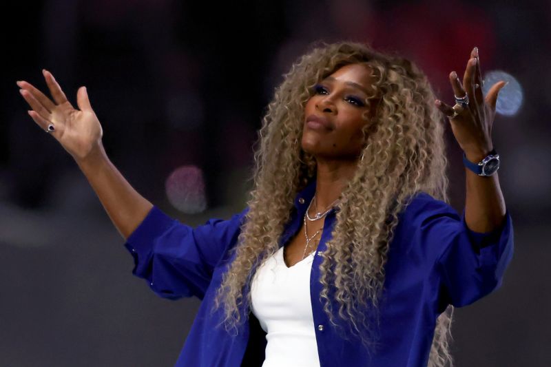 Serena Williams actuando durante el espectáculo del descanso de la Super Bowl del domingo. Emilee Chinn/Getty Images