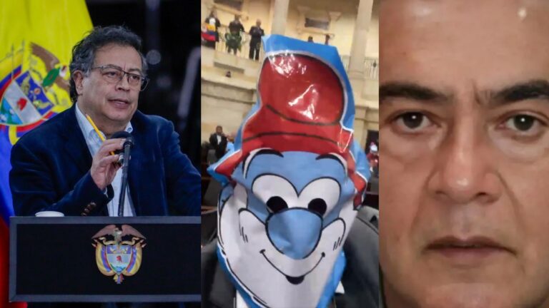 Colombia: Qué hay detrás de la protesta con máscaras de Papá Pitufo en el Congreso en contra de Petro