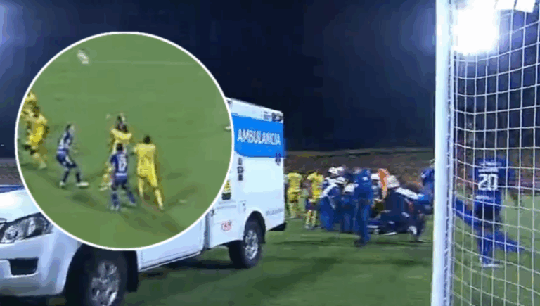 Luciano Pons sufre fuerte golpe en la cabeza en Colombia y abandona el partido en ambulancia