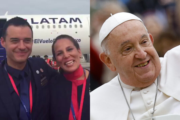El día que el papa Francisco casó a una pareja chilena a bordo de un avión: “Puedo casar a quien quiera dónde quiera”