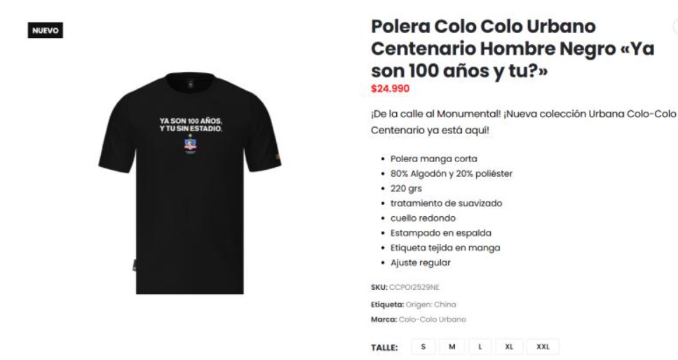 Colo Colo lanzó una polera burlándose de la U pero ya no está disponible para poder comprarla