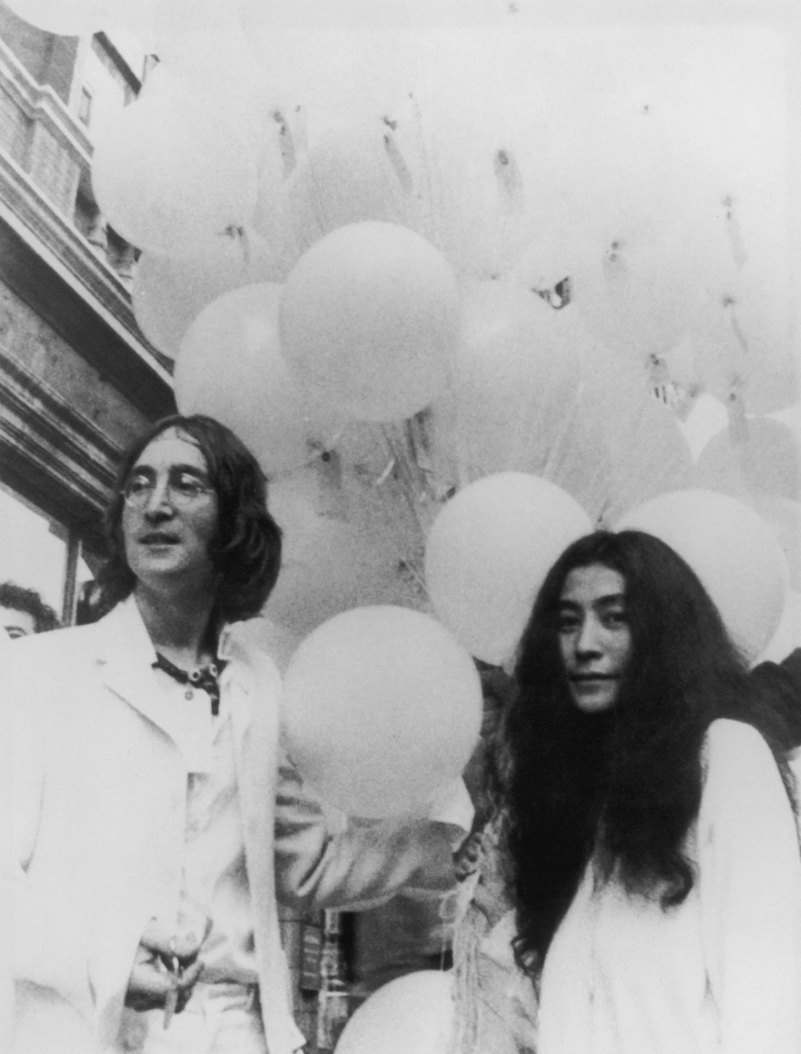 John Lennon and Yoko Ono outside the Robert Fraser Gallery in London in July 1968. Keystone Features/Hulton Archive/Getty Images