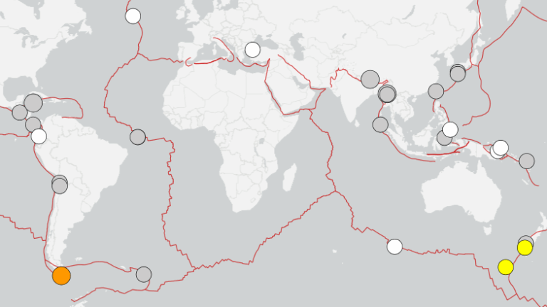 7.8 magnitude earthquake near Puerto Williams as the strongest of the year worldwide