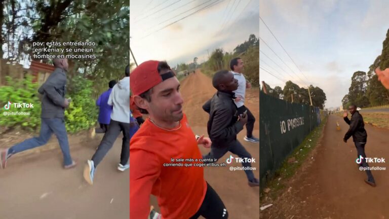 “Nosotros con carbono, él con mocasines”: Trabajador keniata se une a entrenamiento de corredor español rumbo al trabajo