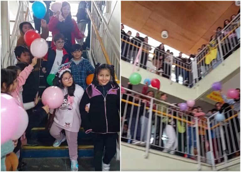¡Emocionante! El emotivo recibimiento de un colegio en Curicó a una alumna de 8 años que venció el cáncer