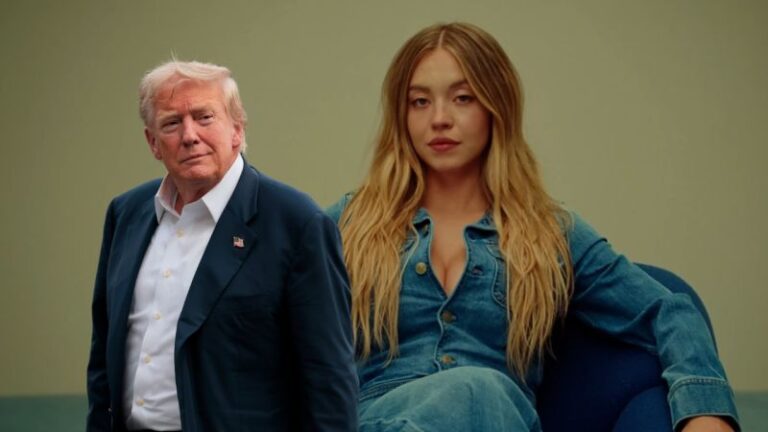 Donald Trump elogia a la actriz Sydney Sweeney y dice que ser “woke” es para perdedores