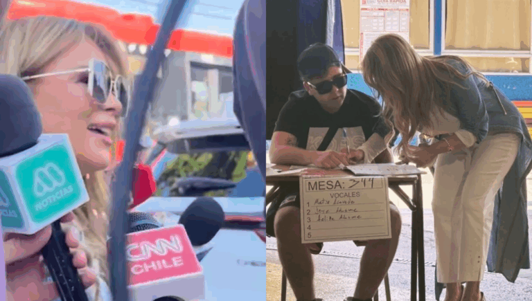 Cathy Barriga llega a su local de votación con galletas de corazón para los vocales de mesa: Tuvieron que rechazarlas