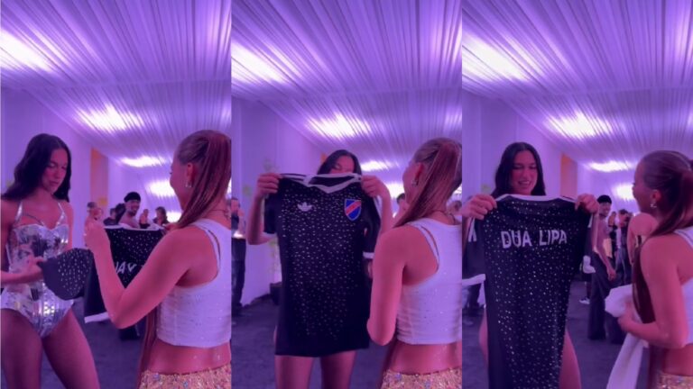 Dua Lipa recibe una polera de Colo Colo de manos de Princesa Alba en su paso por Chile: Así fue el momento