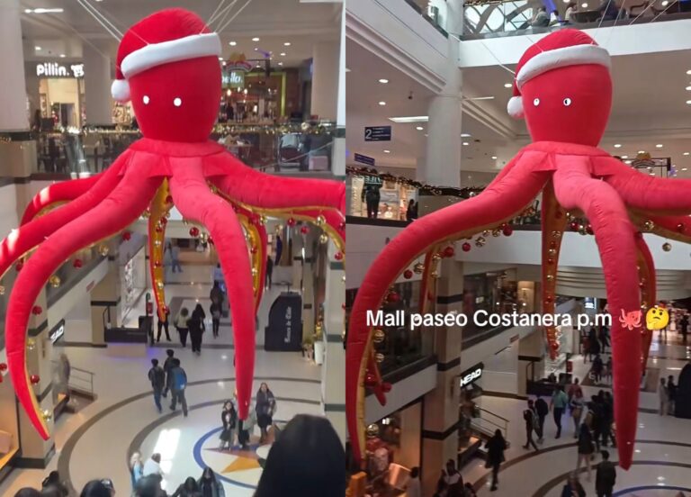 El Pulpo navideño de Puerto Montt que desató críticas y que tras sacarlo piden que regrese