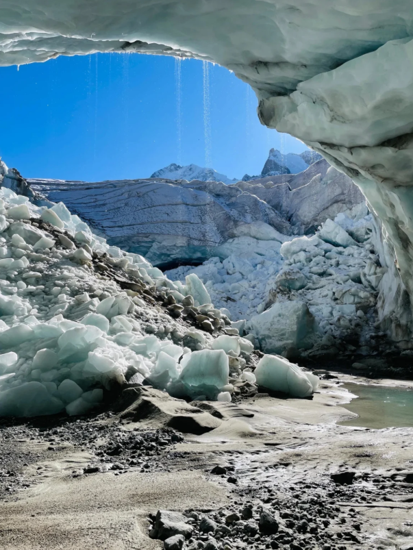 La lengua del glaciar Morteratsch en Suiza. Los glaciares del mundo están desapareciendo a un ritmo acelerado a medida que el planeta se calienta. Lander Van Tricht