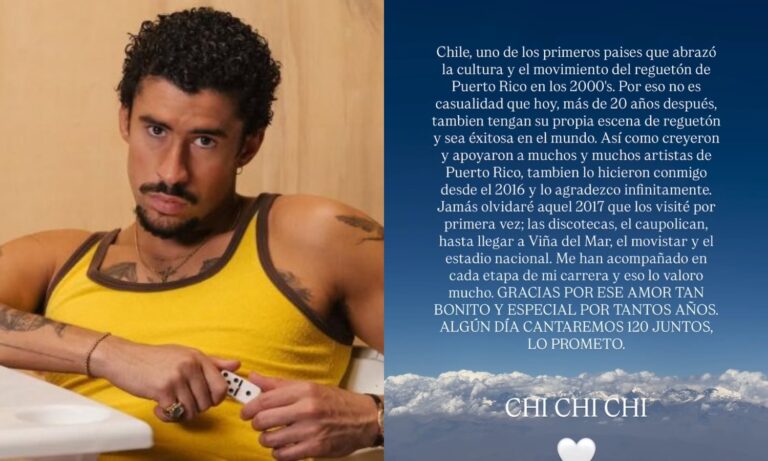 Bad Bunny envía emotivo a Chile tras su paso por el país: También compartió canción de Los Prisioneros
